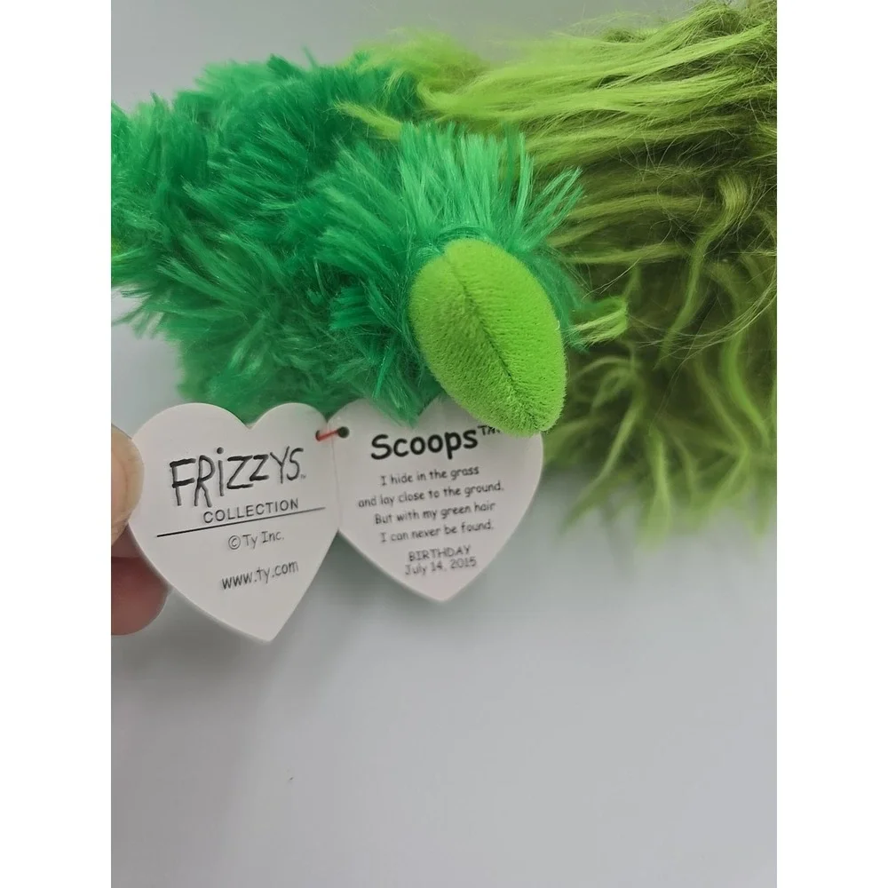 Ty Beanie Boos‎ Plush Scoops Hairy Frizzy Fuzzy Monster Green Glitter 2015 NWT